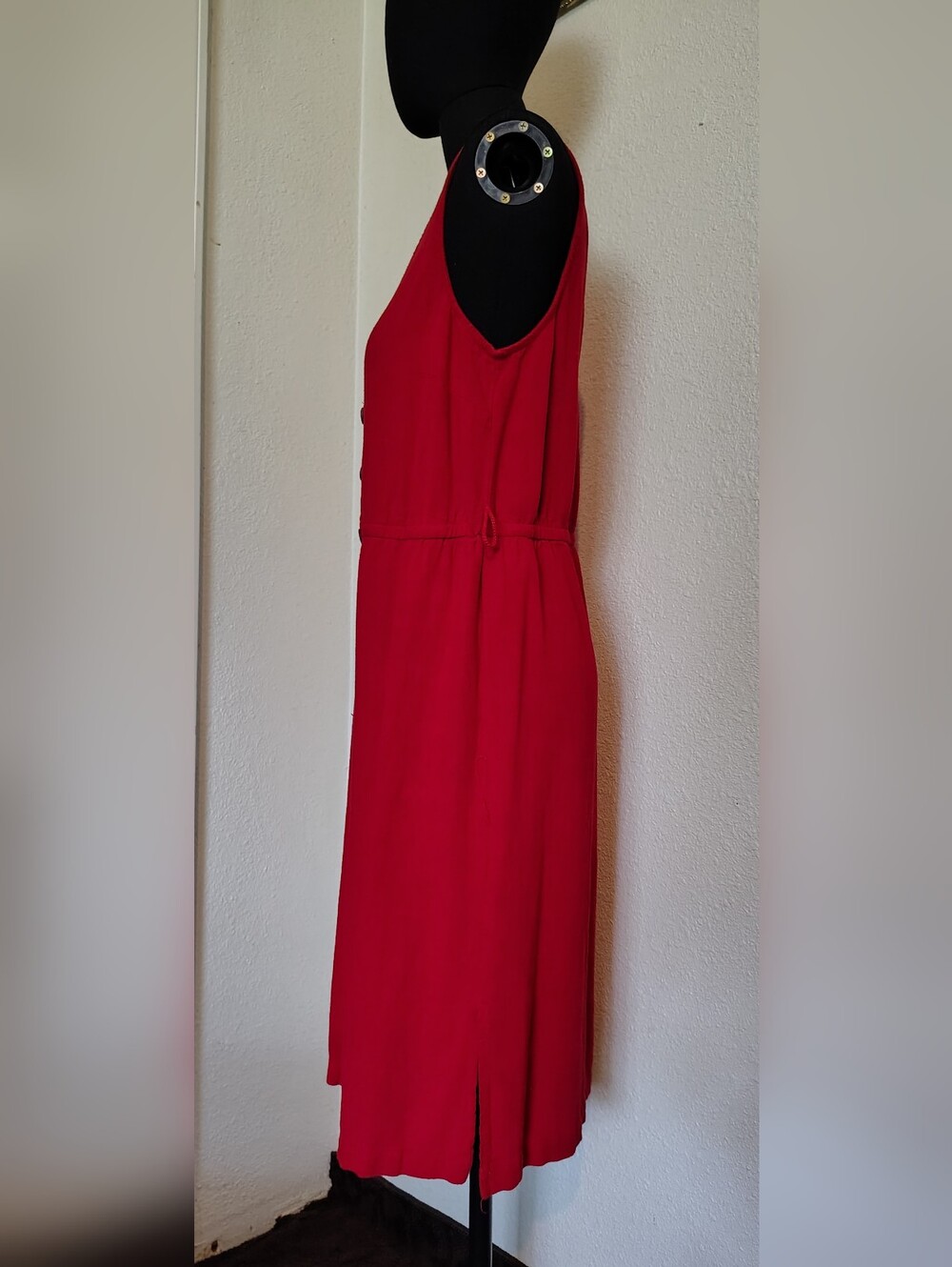 Universal Thread Red Button-Front Sleeveless Midi Dress Slit Sides Women Large - Picture 3 of 8
